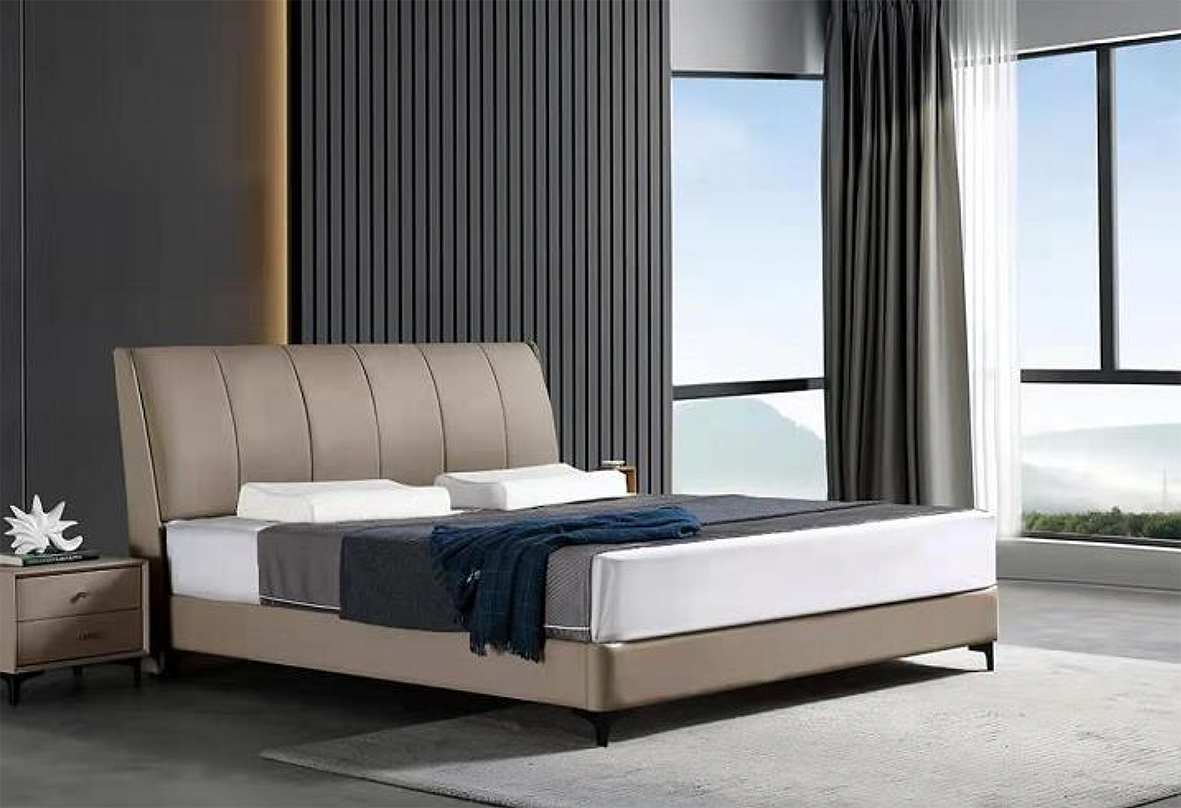Light Brown Faux Leather Headboard  Double Bed H038
