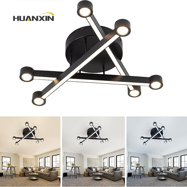 Modern Creative LED Ceiling Light Dimmable Black App Design for Living Bedroom Dining Room Metal Base