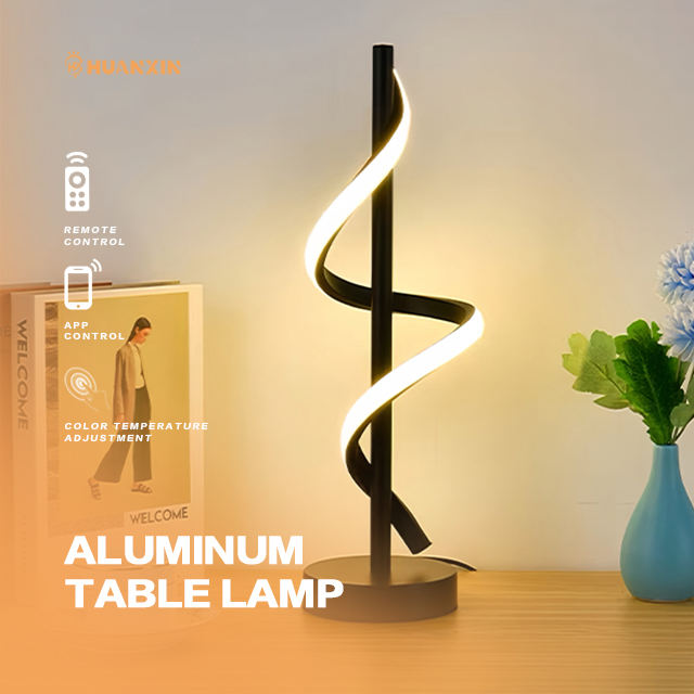 Kiss Fashion Modern Minimalist LED Table Lamp Luxury Bedside Spiral Desk Lamps with Straight Rod for Bedroom and Living Room