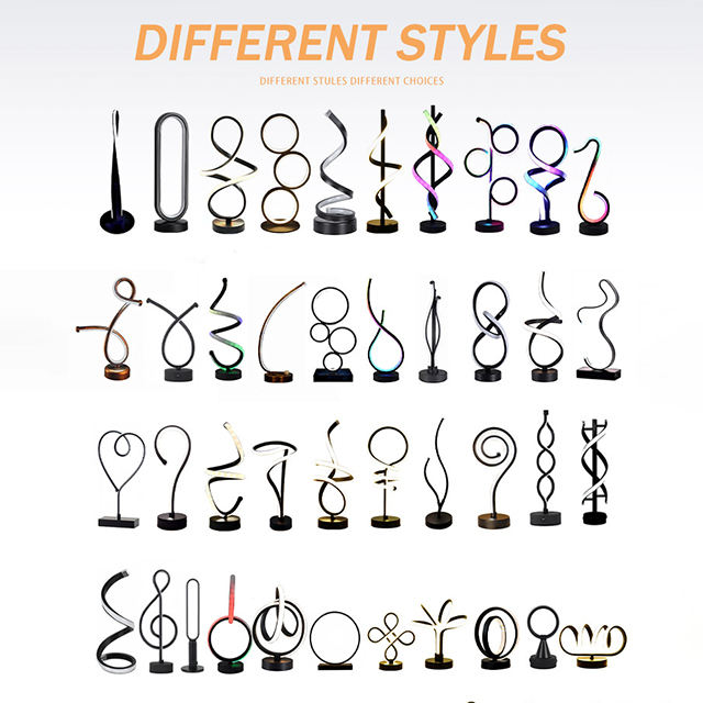 Kiss Fashion Modern Minimalist LED Table Lamp Luxury Bedside Spiral Desk Lamps with Straight Rod for Bedroom and Living Room