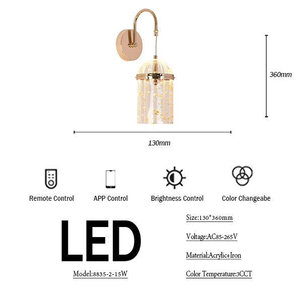 Modern Style LED Globose Acrylic Wall Light 3 CCT Warm White for Bedside Decor Bar Farmhouse Minimalist Contemporary Hanging