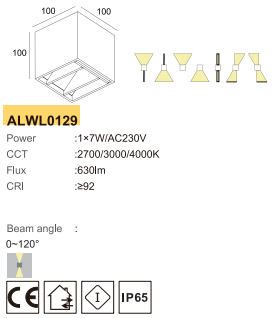 120° Adjustable Beam Outdoor Wall Light for Villa & Garden Facades