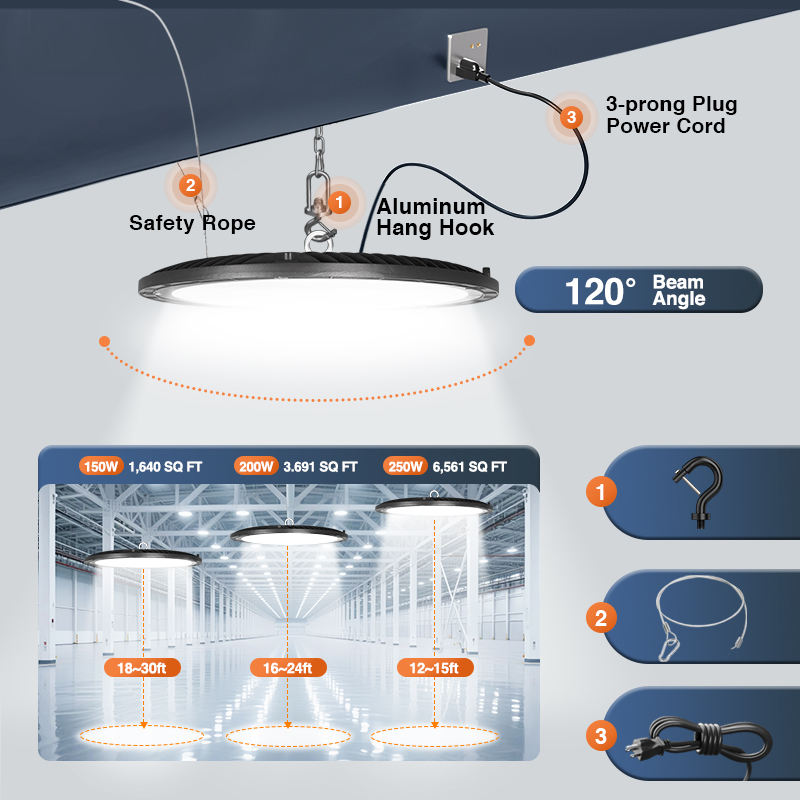 IP45 IP65 LED High Bay Light 100W 150W 200W 300W DOB Workshop Factory Highbay Warehouse Supermarket Lamps Industrial Lighting