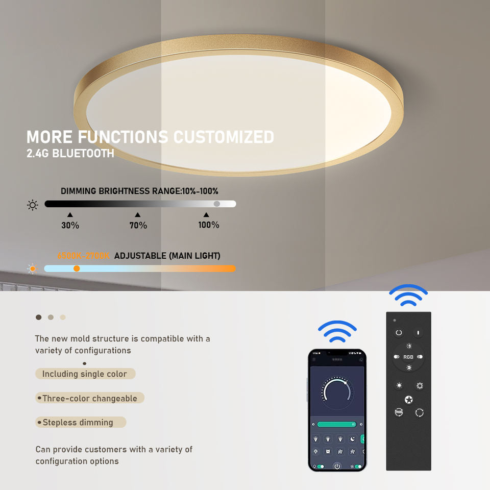 Modern Simple Style Indoor Decoration Bedroom Lving Room Surface Mounted Round 3CCT Led Ceiling Light