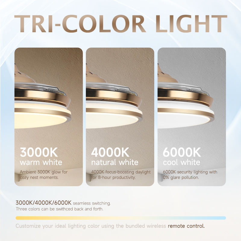 Indoor Modern Pendant Lights 42inch Retractable Iron ABS Body LED Ceiling Fan with Lights and Remote for Home Bedroom