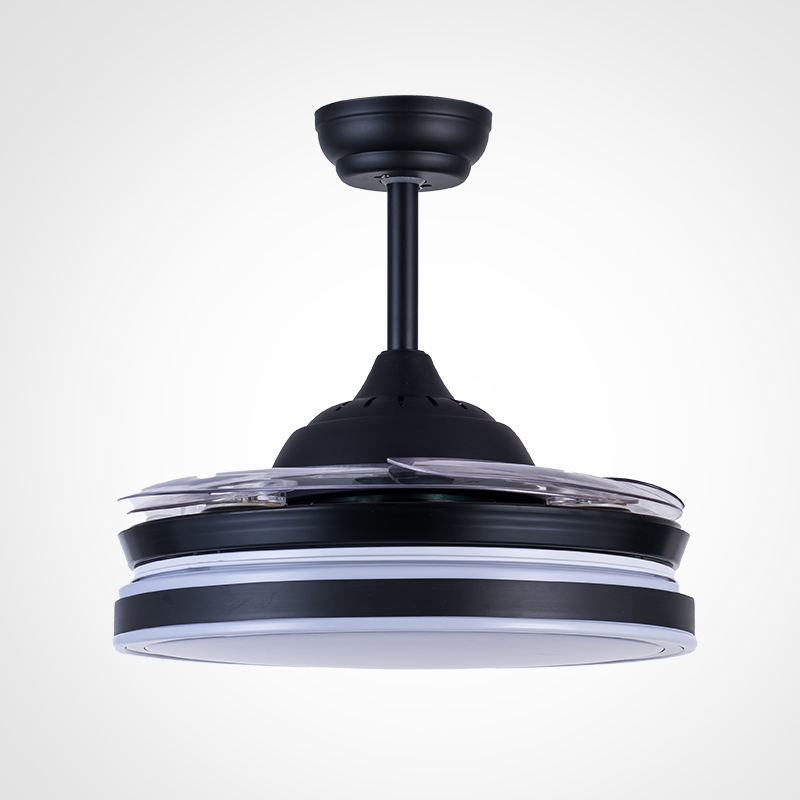 Retractable LED Ceiling Fan Light 42 Inch, Modern DC Motor Remote Control Pendant Lamp for Living Room Bedroom Indoor Lighting