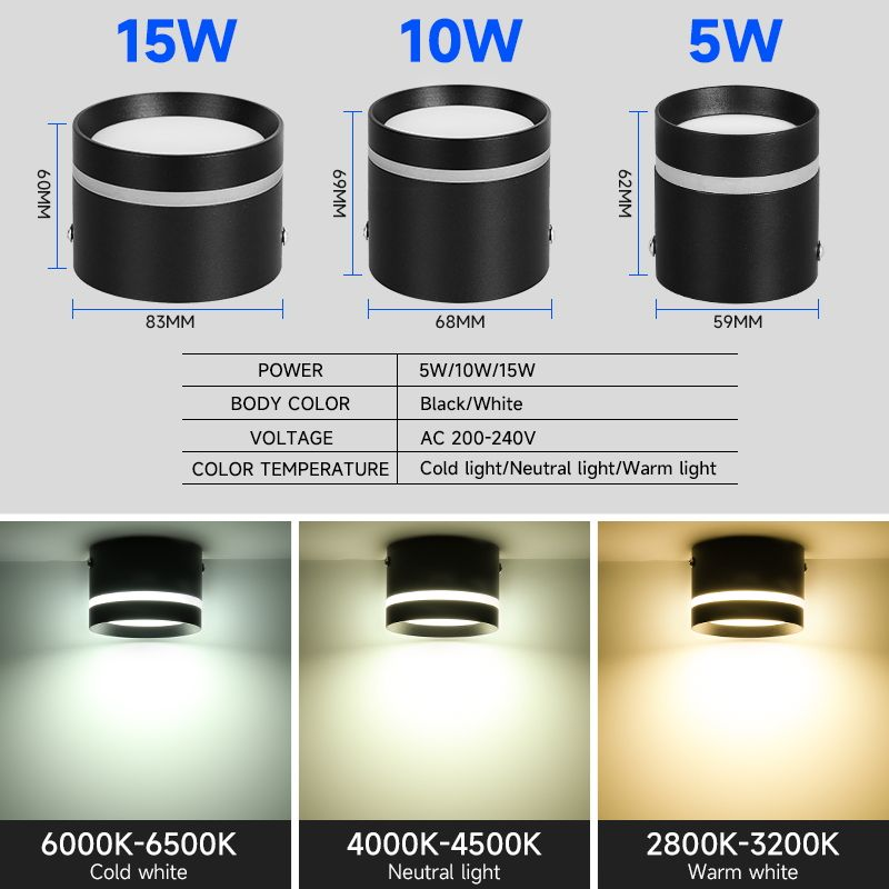 Simple Trimless Surface Mounted Highlight 5W 10W 15W Light Led Cob Downlight Adjust Down Lights Design/Led Downlight/Downlight