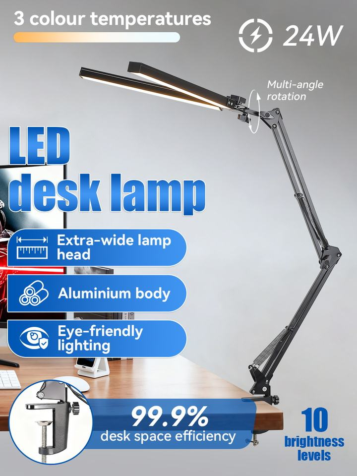 CANMEIJIA 002 Foldable Mechanical Arm Lamp 38cm Black 24V Three-Color Dimming Work Learning Rechargeable Table Lamp/Desk Lamps