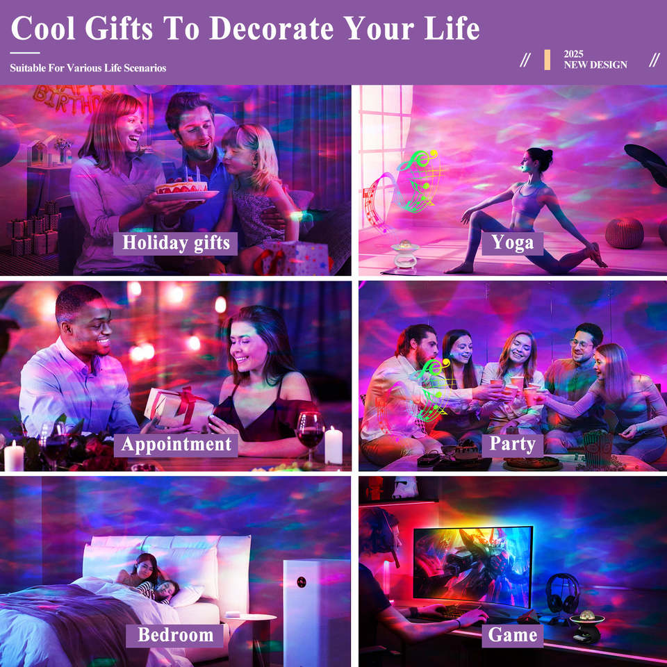 Smart Home Decor RGB Projectors Wireless Phone Charging Table Lamp USB Rechargeable Music Speaker Room Bedside Led Night Light