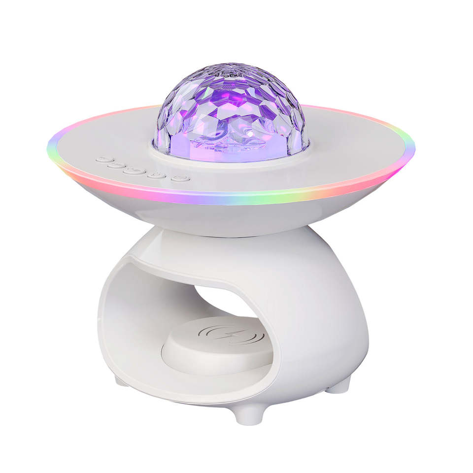 Smart Home Decor RGB Projectors Wireless Phone Charging Table Lamp USB Rechargeable Music Speaker Room Bedside Led Night Light