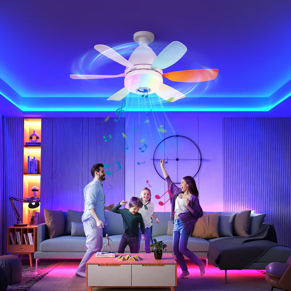 Ceiling Led Fan Light Moving Head Intelligent Dimming Fan Bulb Home Decor 360 Rotating Remote Control Modern E27 Ceiling Fan