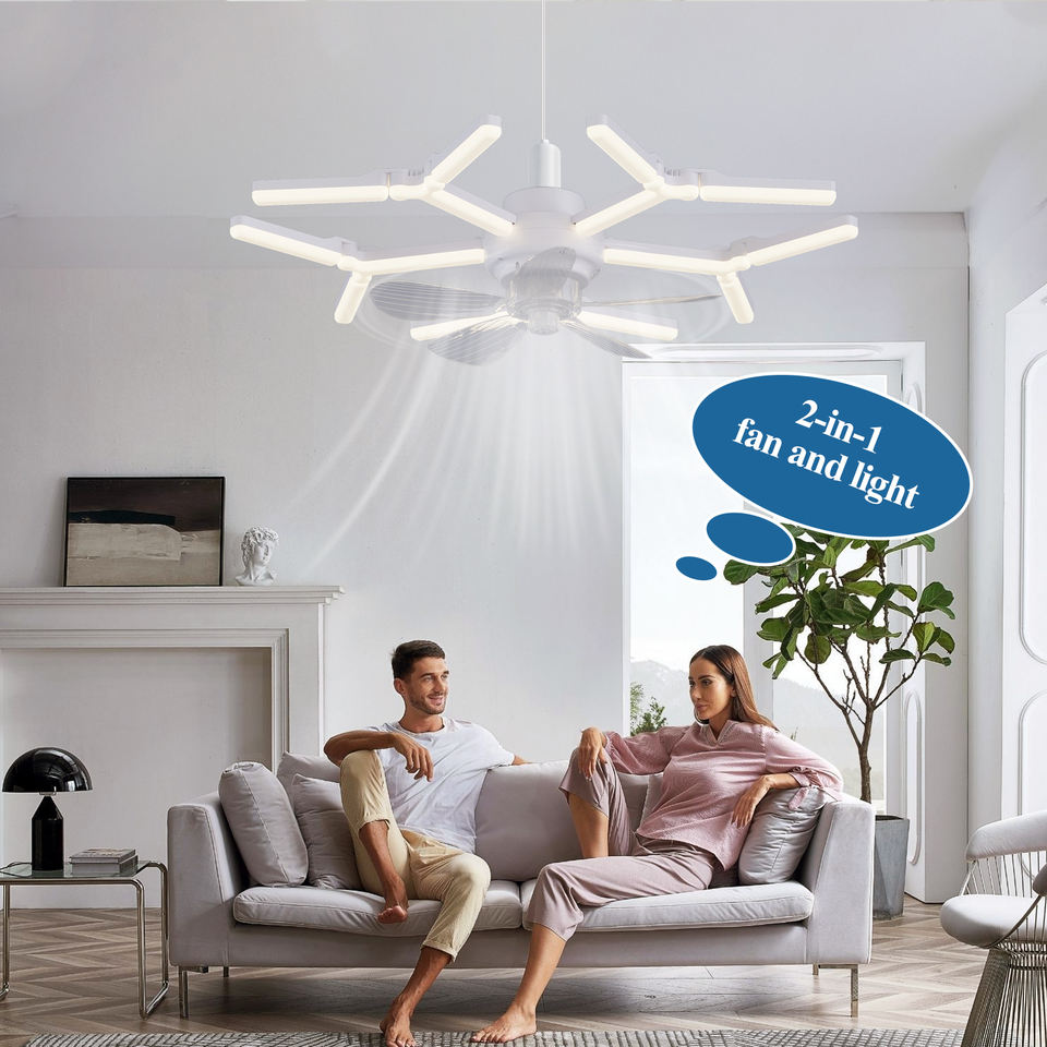 High Lumen Bulb E26 E27 Base Easy Install 4 Speed Wind Adjustment Workshop Storage Remote Socket Screw Dimmable Led Ceiling Fan