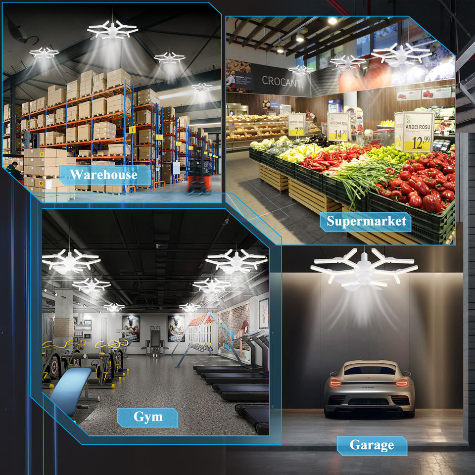 High Lumen Bulb E26 E27 Base Easy Install 4 Speed Wind Adjustment Workshop Storage Remote Socket Screw Dimmable Led Ceiling Fan