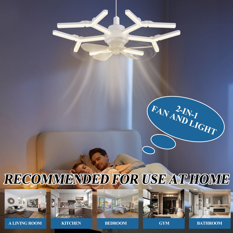 High Lumen Bulb E26 E27 Base Easy Install 4 Speed Wind Adjustment Workshop Storage Remote Socket Screw Dimmable Led Ceiling Fan