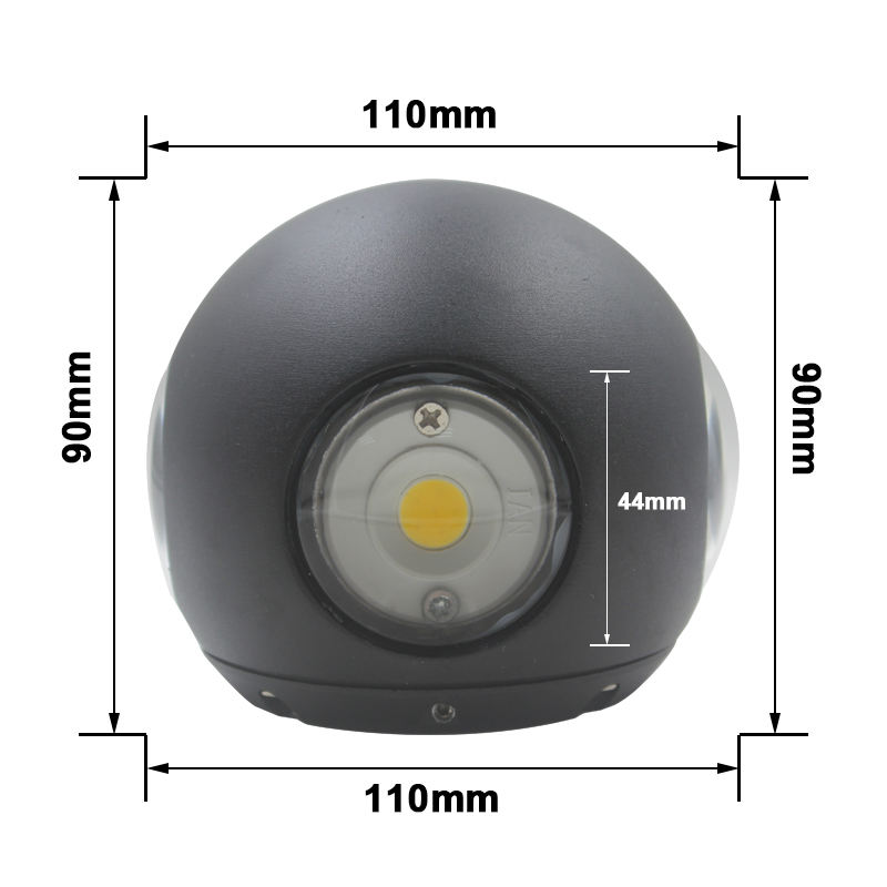 Hagood 12W Hot Sale Round Ball Shape Waterproof IP65 Led Wall Light Indoor Outdoor Wall Yard Garden Home Light Decoration
