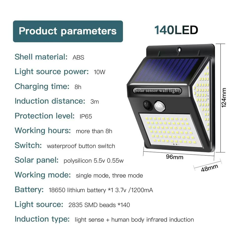 Hagood Solar 100LED 140LED Solar Wall Light Outdoor Decoration for Garden Courtyard Solar Wall Light
