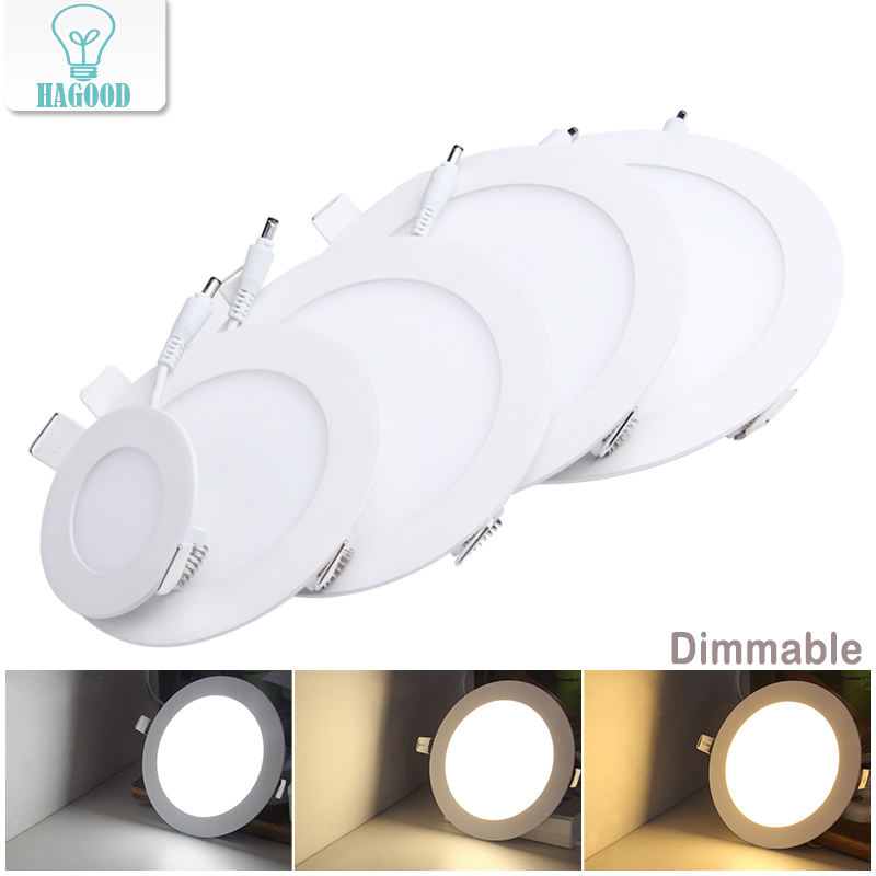 Ultra-thin Dimmable Real Full Power LED Panel Ceiling Lamp LED Downlight 3W/4W/6W/9W/12W/15W/18W/24W Warm/Cold White