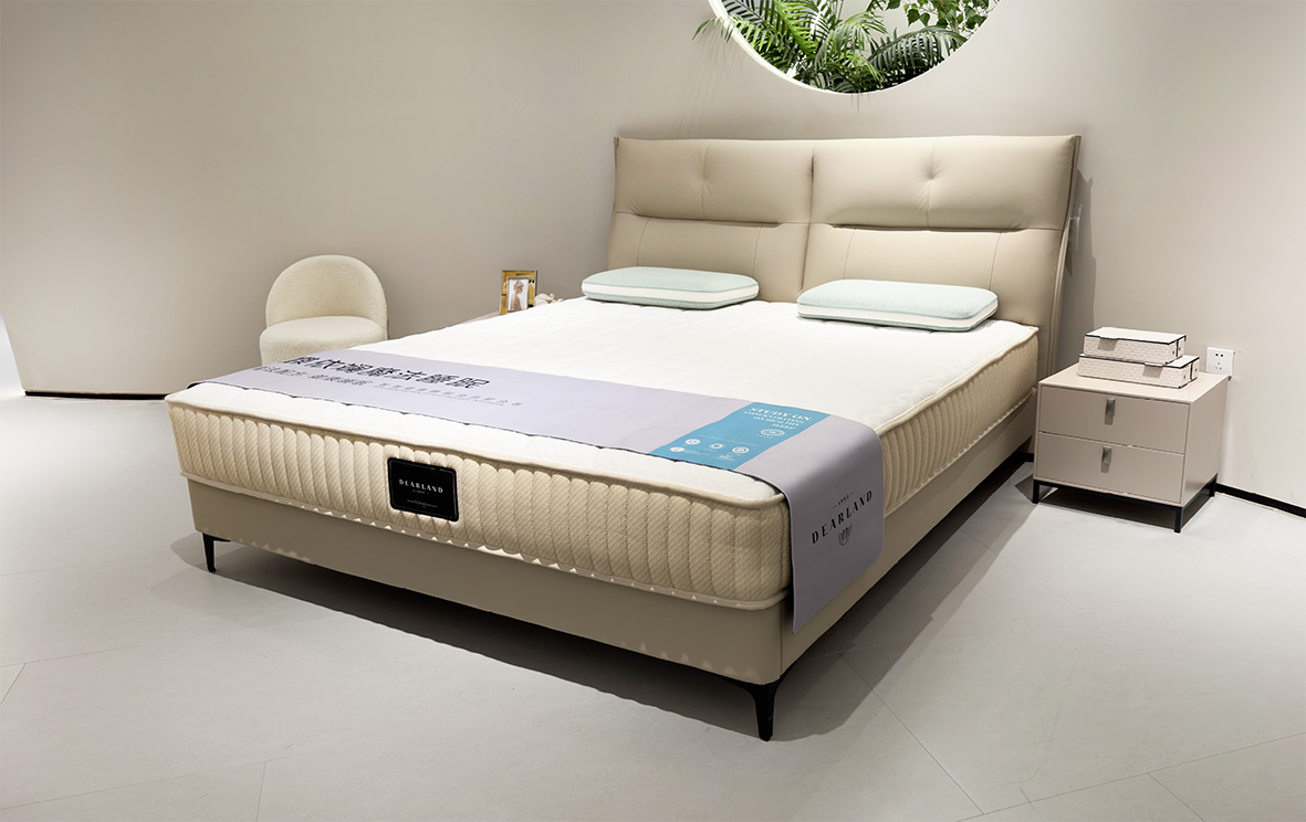 Cream Faux Leather Headboard Double Bed 1026
