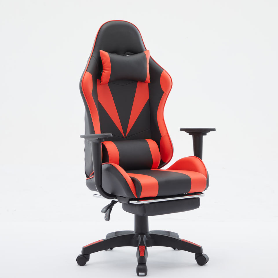 Hot Memory Foam Heavy Duty Classic Black and Red PVC Leather Computer Chair Gaming With Footrest