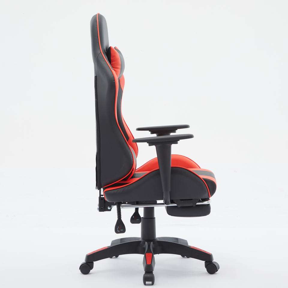 Hot Memory Foam Heavy Duty Classic Black and Red PVC Leather Computer Chair Gaming With Footrest