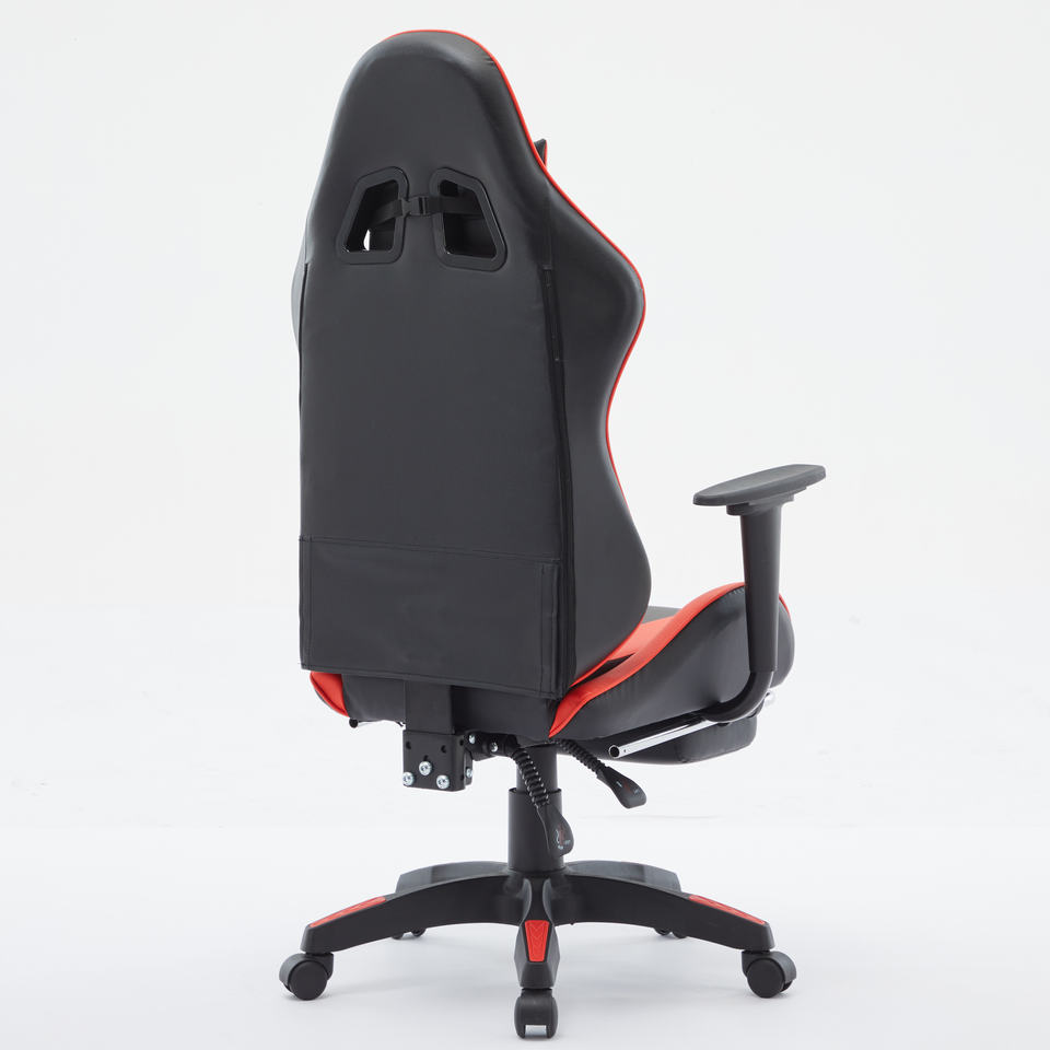 Hot Memory Foam Heavy Duty Classic Black and Red PVC Leather Computer Chair Gaming With Footrest