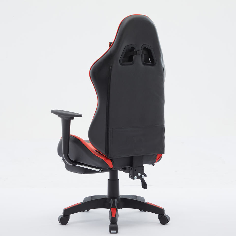 Hot Memory Foam Heavy Duty Classic Black and Red PVC Leather Computer Chair Gaming With Footrest