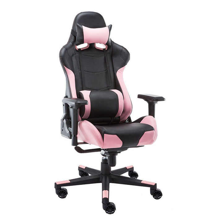 High Back PU Leather PC Lounge Couples Chair Comfortable Racing Computers Black and Pink Gaming Chair