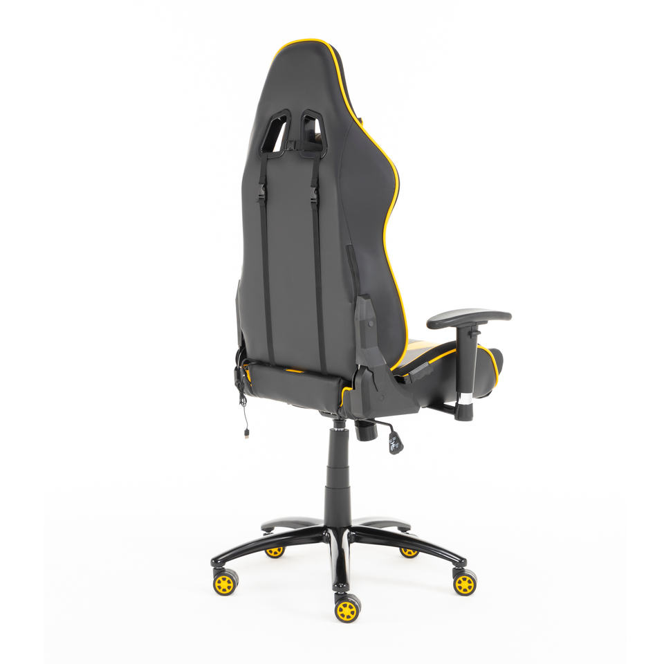 Big and Tall 360 Degree Swivel Ergonomic PC Chair Yellow Pu Leather Rgb Gaming Chair With LED Lights