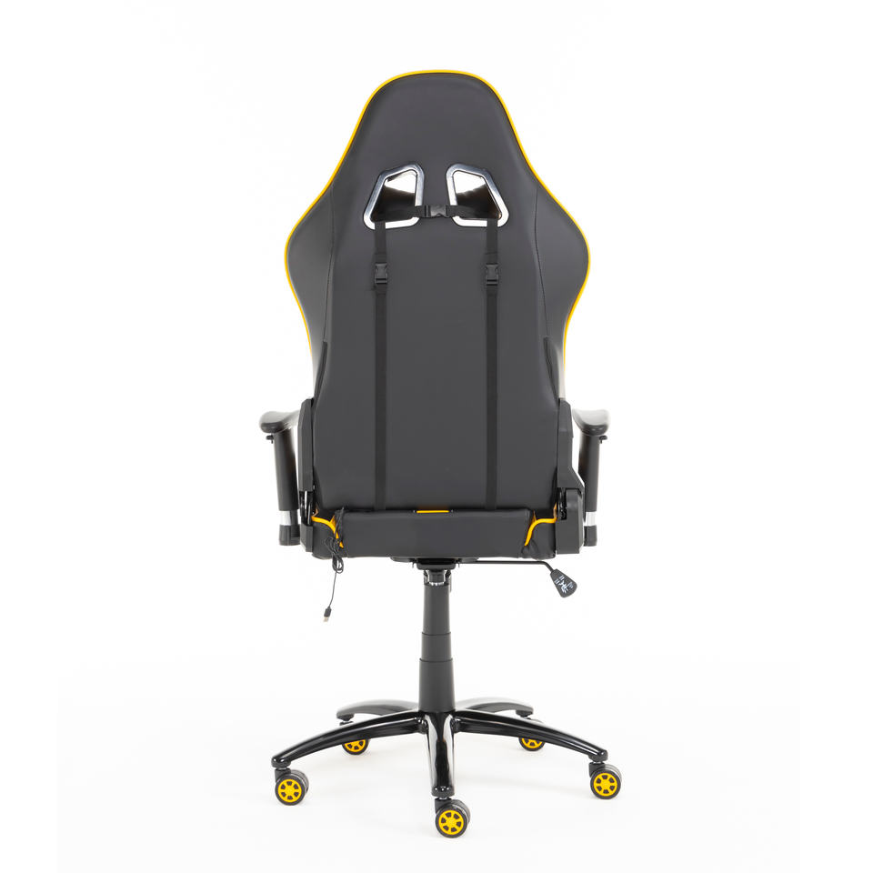 Big and Tall 360 Degree Swivel Ergonomic PC Chair Yellow Pu Leather Rgb Gaming Chair With LED Lights