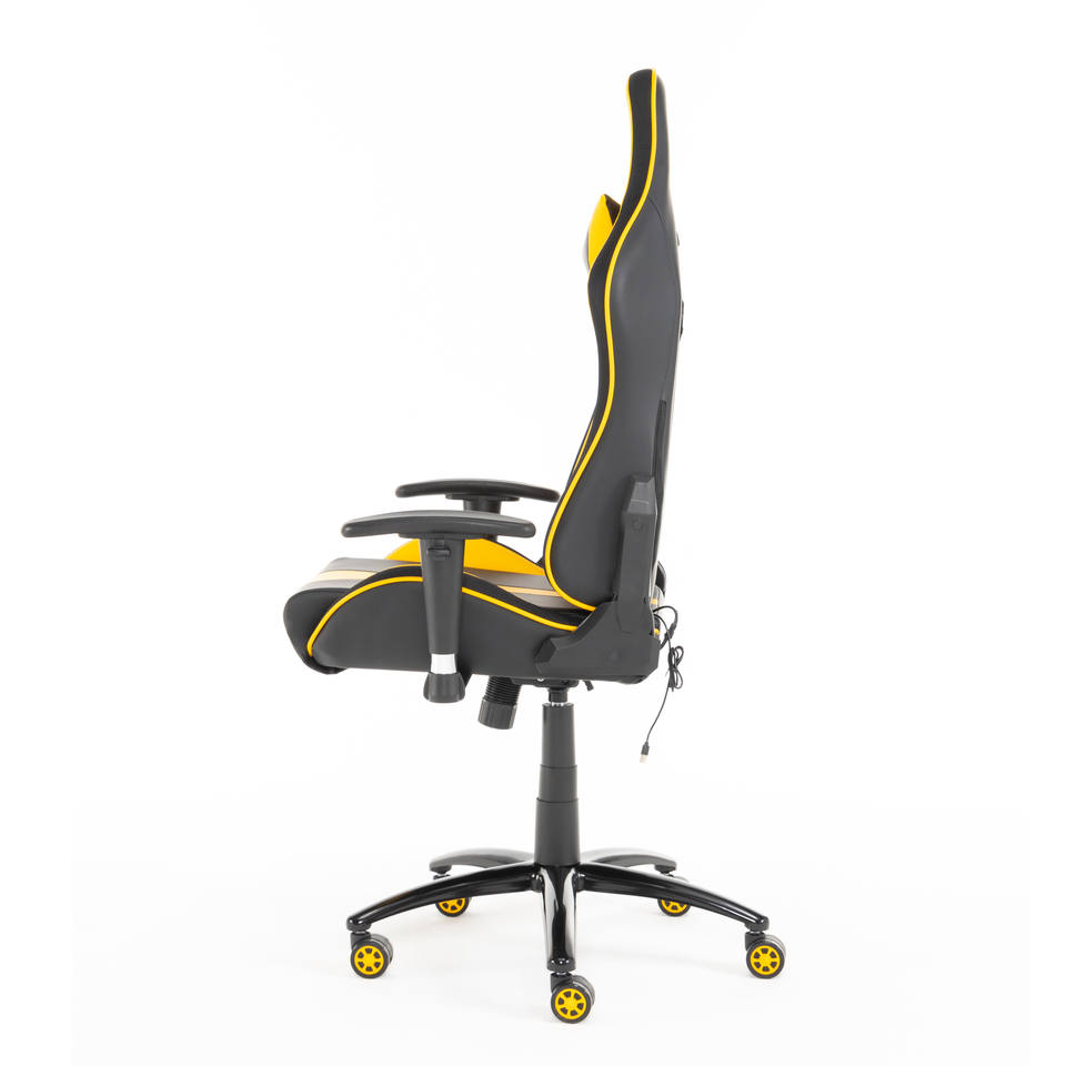 Big and Tall 360 Degree Swivel Ergonomic PC Chair Yellow Pu Leather Rgb Gaming Chair With LED Lights
