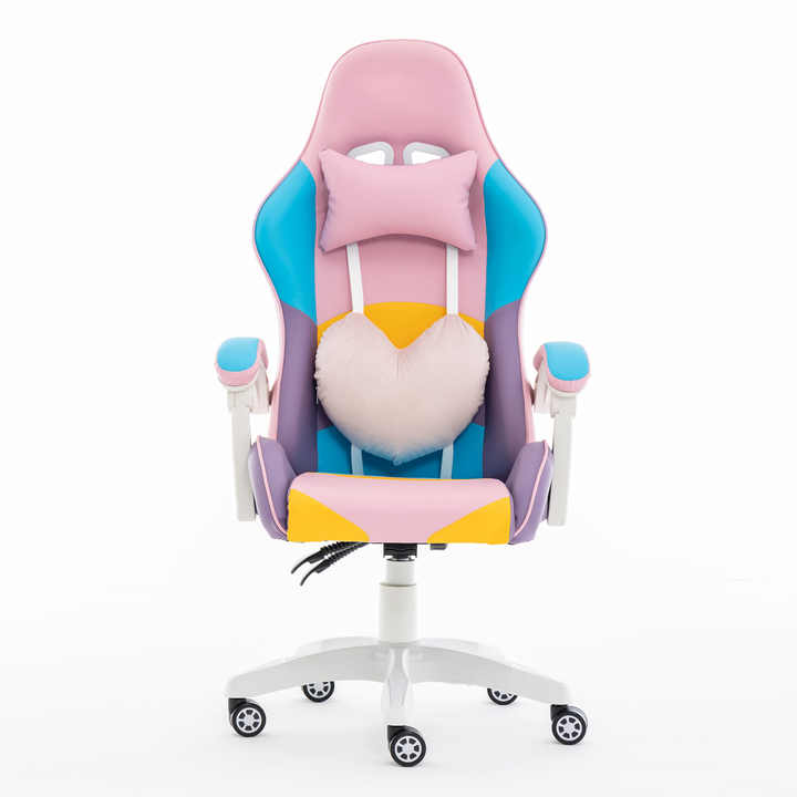 Custom Height Adjustable PU Leather Office Chair Ergonomic Girls Racing PC Pink Gaming Chair