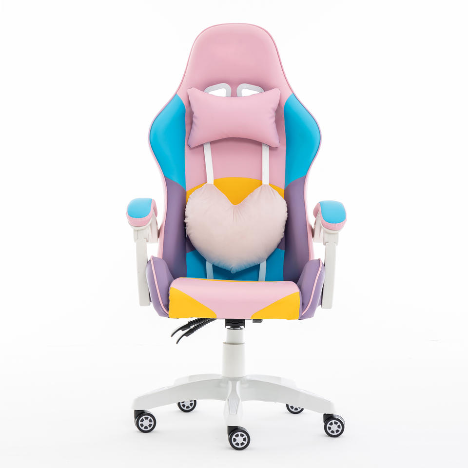 Custom Height Adjustable PU Leather Office Chair Ergonomic Girls Racing PC Pink Gaming Chair