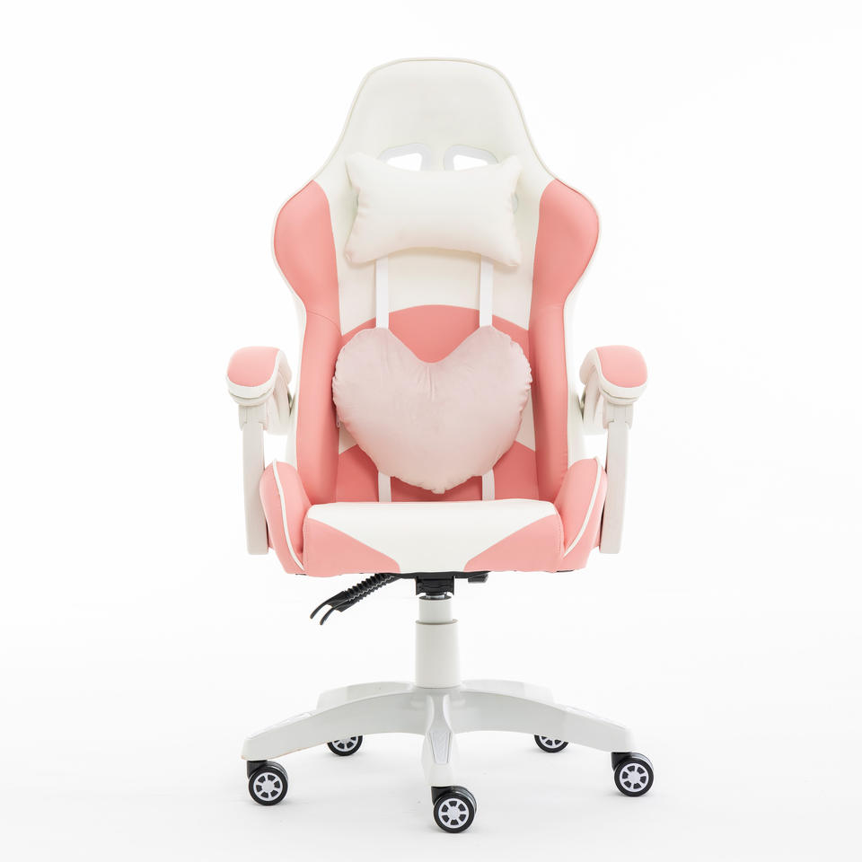 Custom Height Adjustable PU Leather Office Chair Ergonomic Girls Racing PC Pink Gaming Chair