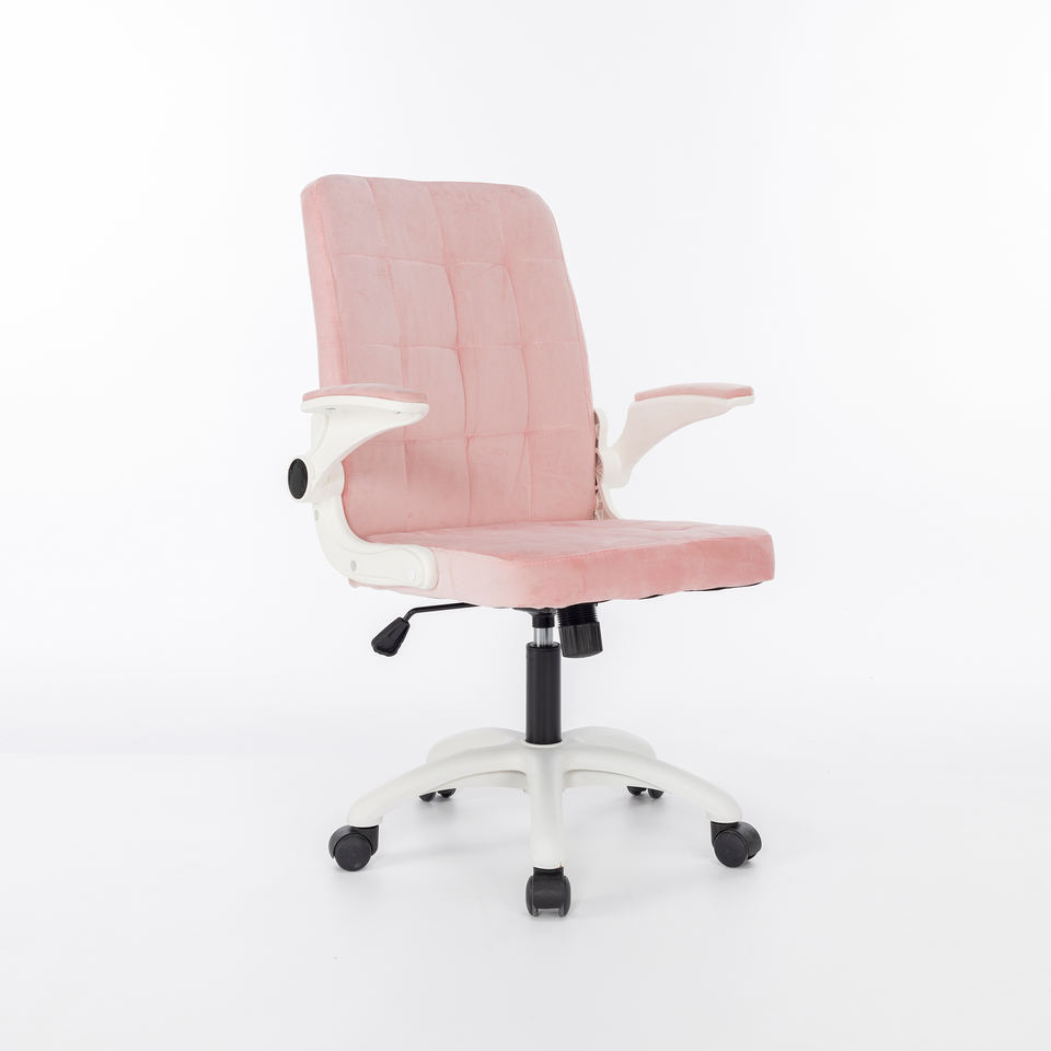 Adjustable Ergonomic Lumbar Support Meeting Rest Seat Pink Soft Office Chair Velvet for Work
