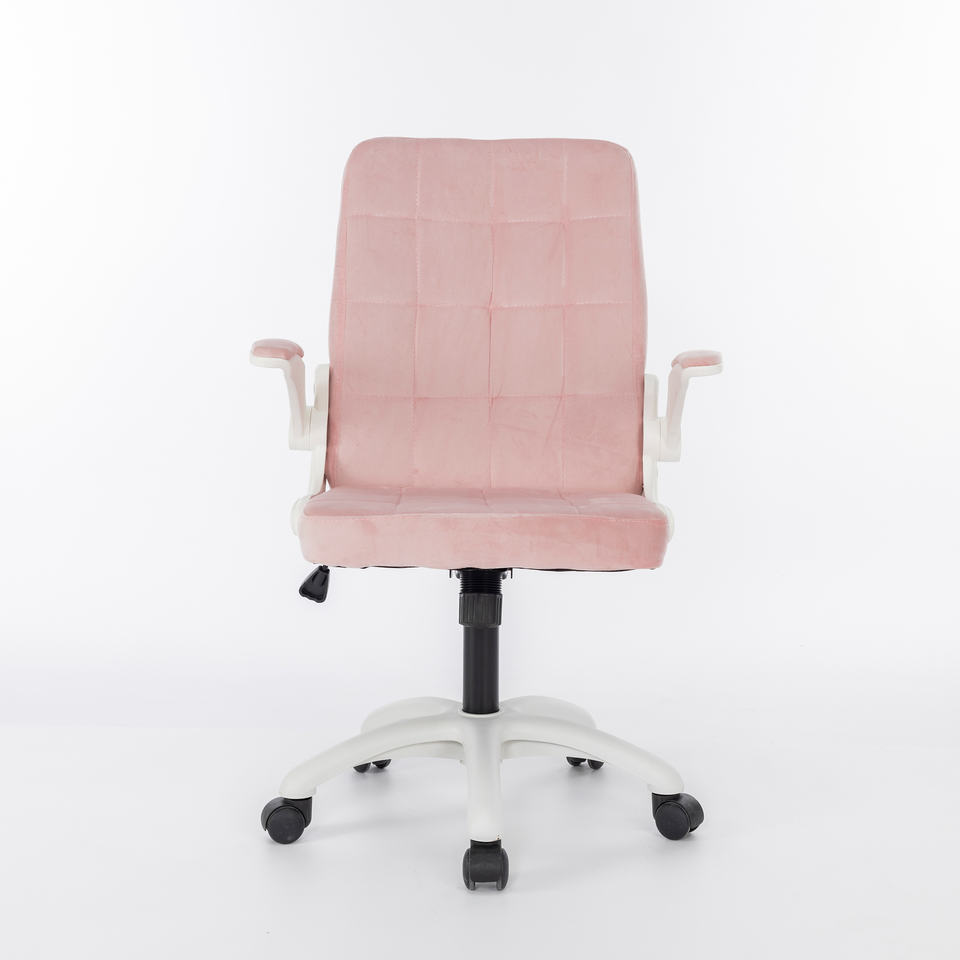 Adjustable Ergonomic Lumbar Support Meeting Rest Seat Pink Soft Office Chair Velvet for Work