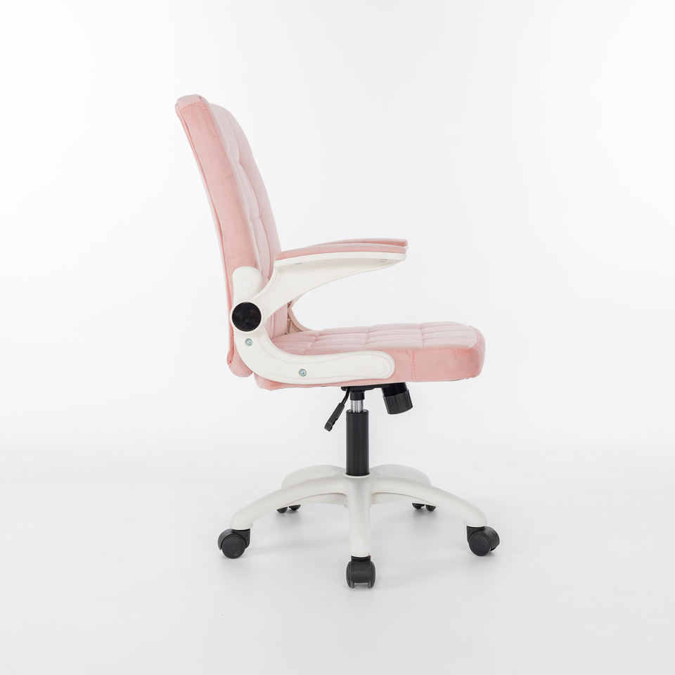 Adjustable Ergonomic Lumbar Support Meeting Rest Seat Pink Soft Office Chair Velvet for Work