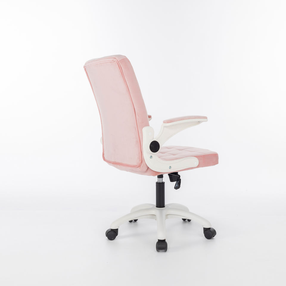 Adjustable Ergonomic Lumbar Support Meeting Rest Seat Pink Soft Office Chair Velvet for Work
