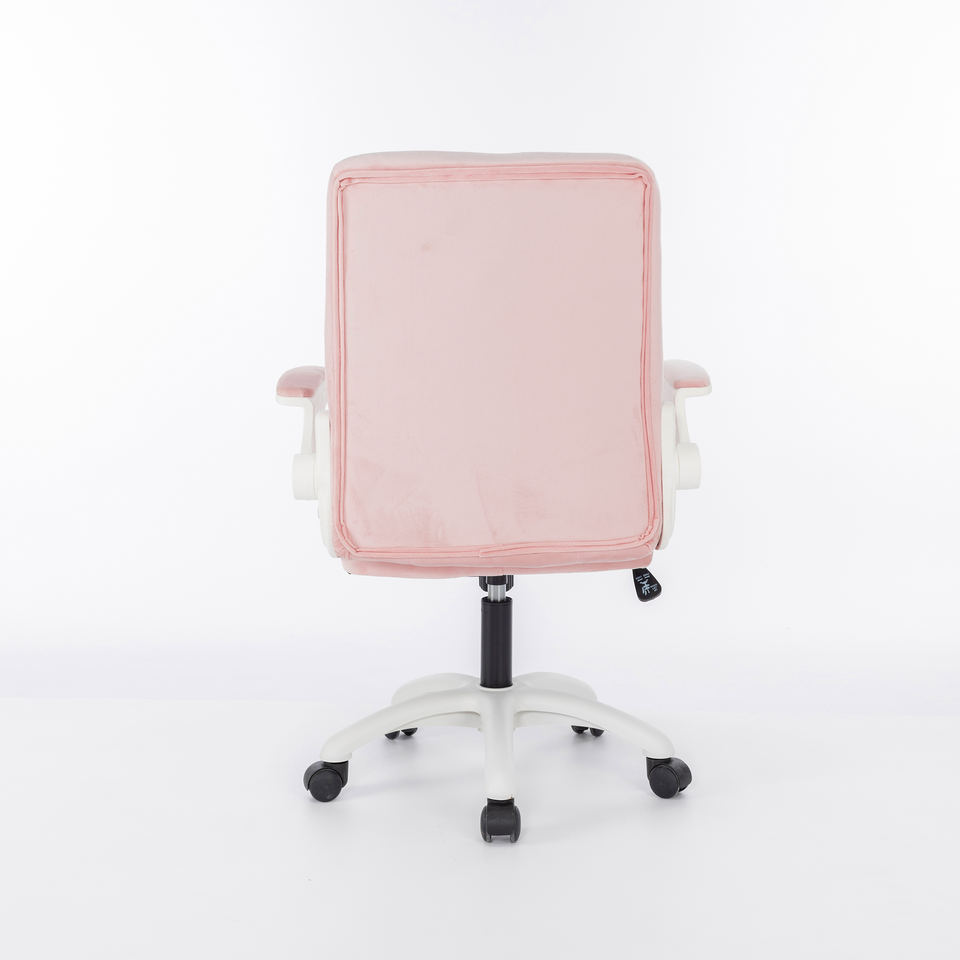 Adjustable Ergonomic Lumbar Support Meeting Rest Seat Pink Soft Office Chair Velvet for Work
