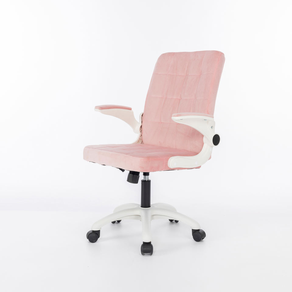 Adjustable Ergonomic Lumbar Support Meeting Rest Seat Pink Soft Office Chair Velvet for Work