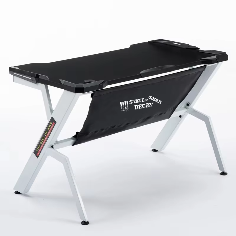 Adjustable LED RGB Z Shaped PC Computer Chair Home Office Gaming Computer Desk