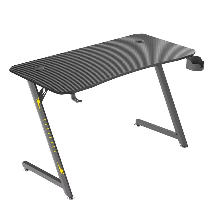 Modern 1.2mm Thick Steel Z Shaped Black PC Computer Gaming Table With Cup Holder