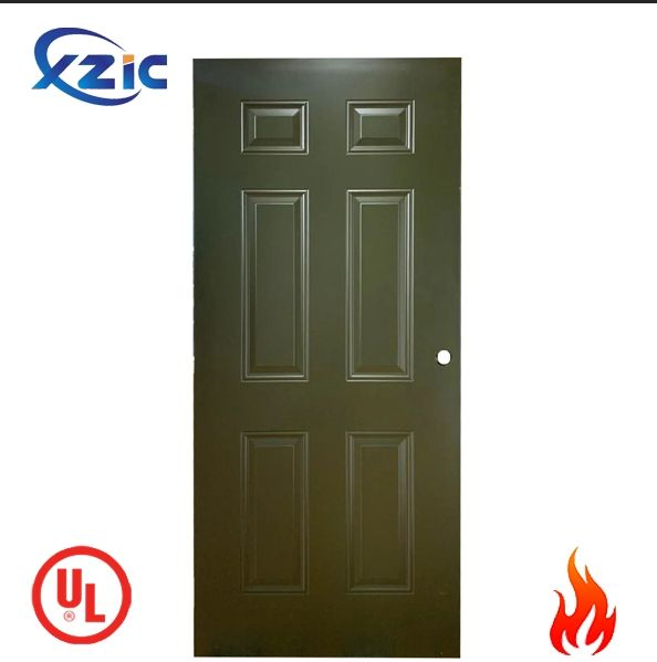 Custom Modern Design Embossed Steel Fire Door Swing Open 45mm Thick Galvanized Metal 2-6 Panel Fire Rated 1.5-3H Hotel Apartment