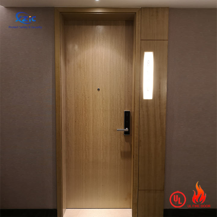 Hotel Guest Fireproof Room Door Fire Wooden Door UL 90 Minutes Fire Rated Interior Door for Inn BNB Lobby