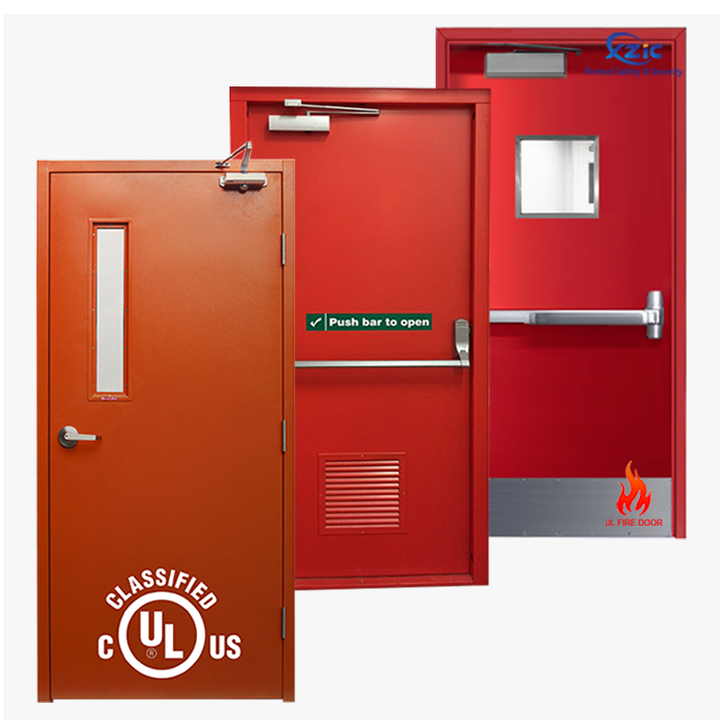 60/90/120/180 Minutes Steel Fire Door Galvanized 16# Frame Hollow Metal Commercial Doors Emergency Exit UL Fire Rated Doors
