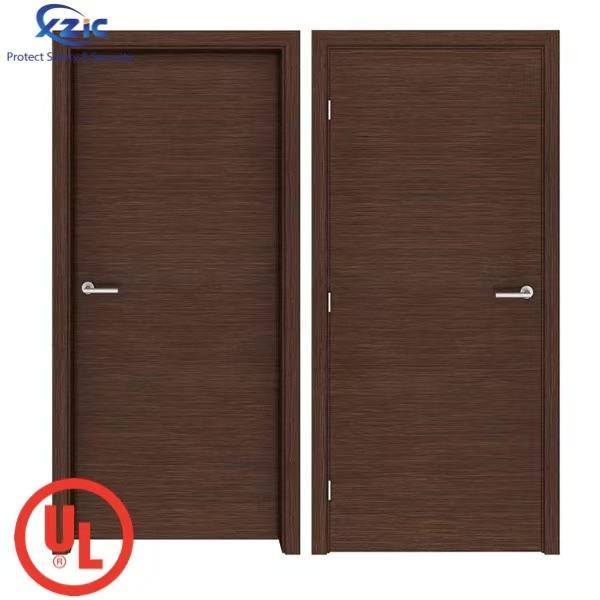 Natural Walnut Wood Veneer Hospital Use Modern Customized Door with Fire Prevention Finished Surface