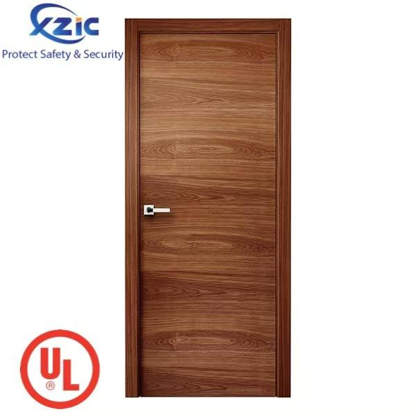 Natural Walnut Wood Veneer Hospital Use Modern Customized Door with Fire Prevention Finished Surface