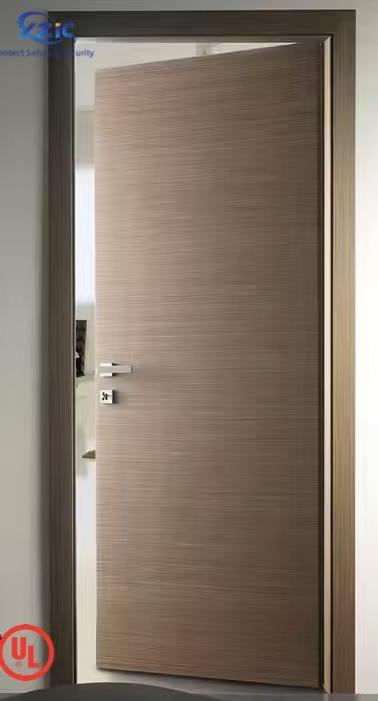 Natural Walnut Wood Veneer Hospital Use Modern Customized Door with Fire Prevention Finished Surface