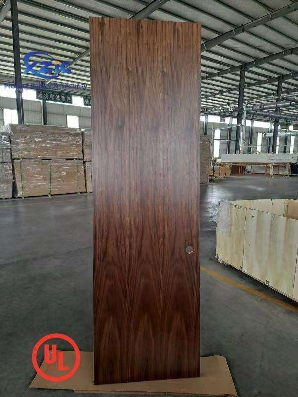 Natural Walnut Wood Veneer Hospital Use Modern Customized Door with Fire Prevention Finished Surface