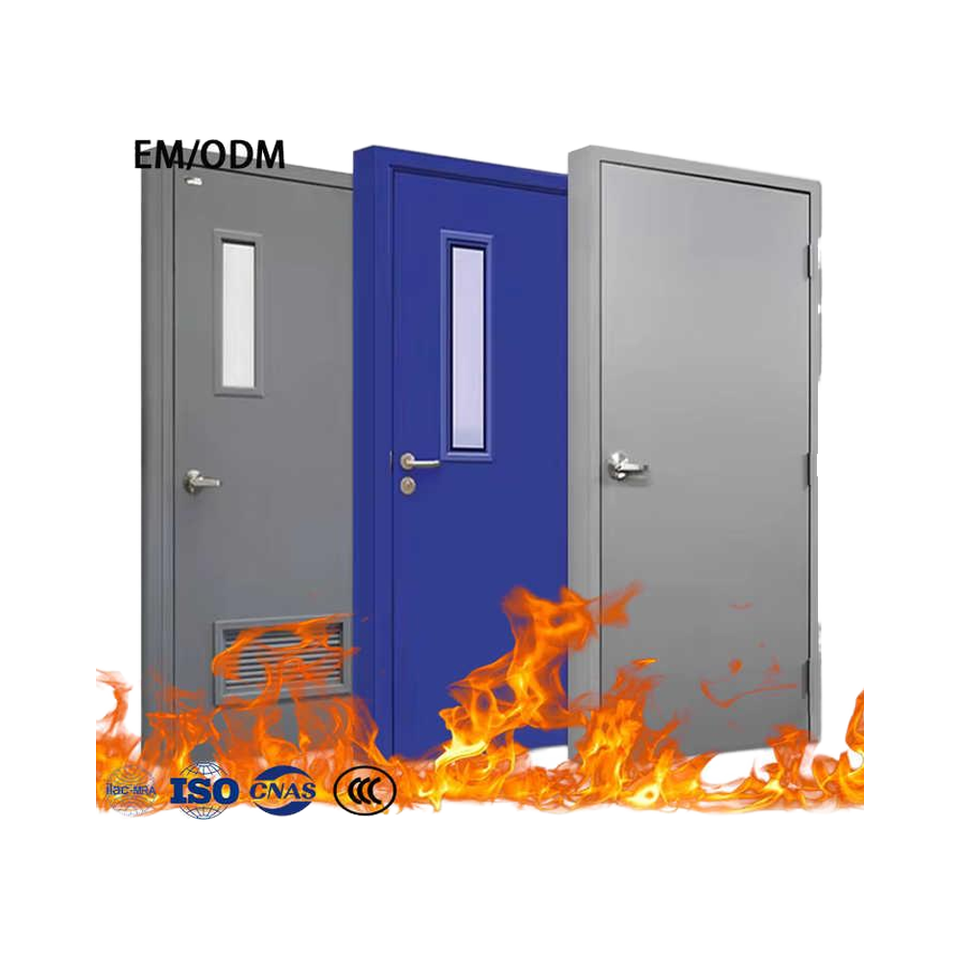 Modern 1.5 Hour Fireproof Steel Doors for Office Building Interior Fire Prevention Finished Surface Polymer Doors