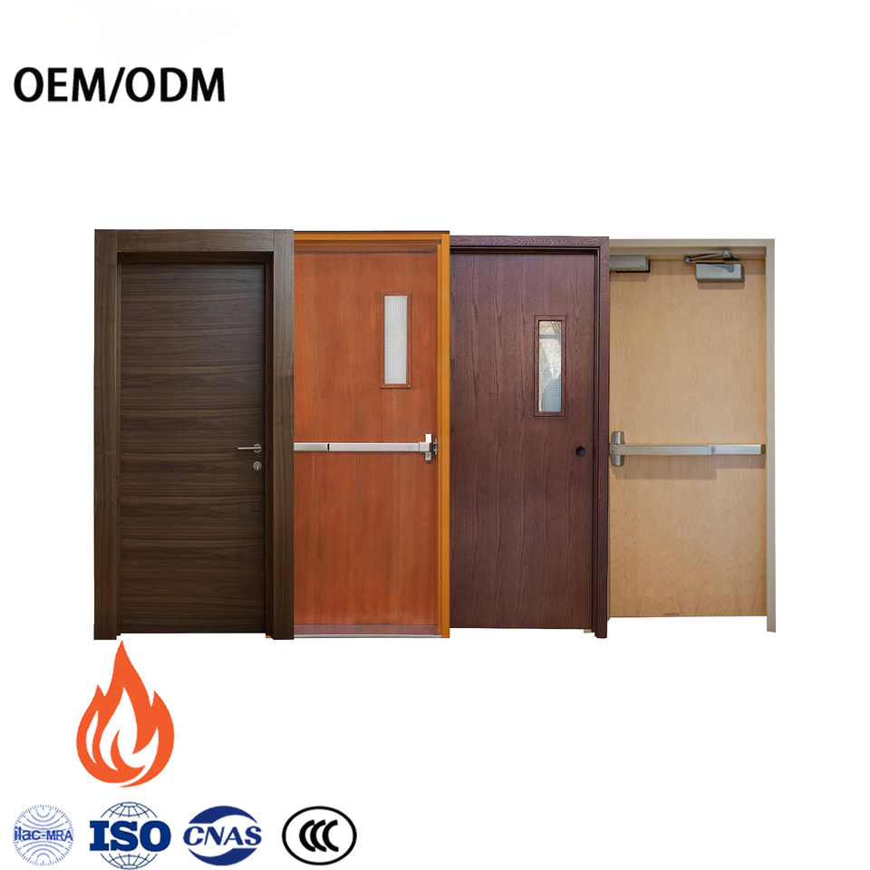 Modern 1.5 Hour Fireproof Steel Doors for Office Building Interior Fire Prevention Finished Surface Polymer Doors